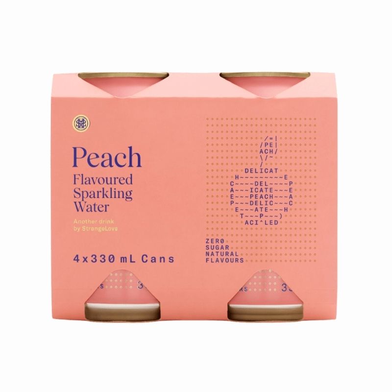 Strange Love - Peach Sparkling Water 330ml 6 x 4pk Cans